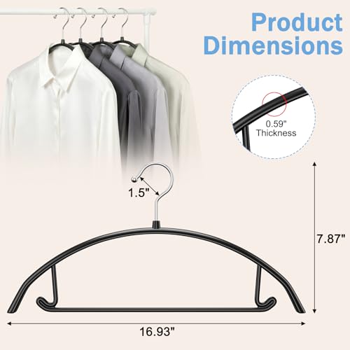 20 Pack Black Plastic Clothes Hangers, 17 Inch Sweater Hangers