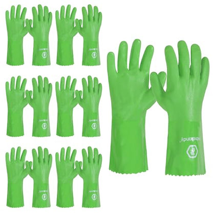 HANDLANDY Chemical Gloves, Heavy Duty Cleaning Gloves - color: Green (6 Pair), size: Large