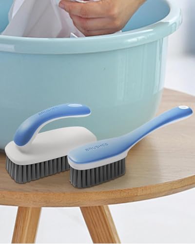 Scrub Brush for Stains-2 Pack Fabric Cleaning Brush,Laundry Stain Remover Brush,Clothes Scrub Brushes Cleaner Soft Bristle Scrubbing Brushes Household Cleaning for Carpet Clothes Bags & More (Blue) - color: Blue