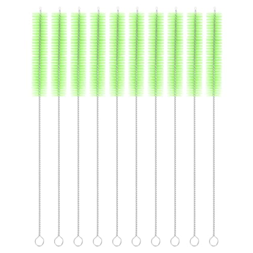 uxcell 10Pcs Drinking Straw Cleaning Brushes, 10" x 5/8" Nylon Bristles Long Straw Brush Pipe Cleaner for Washing Straws Pot Spout, Sippy Cup, Bottle and Tube (Green) - color: Green, size: 10" x 5/8"