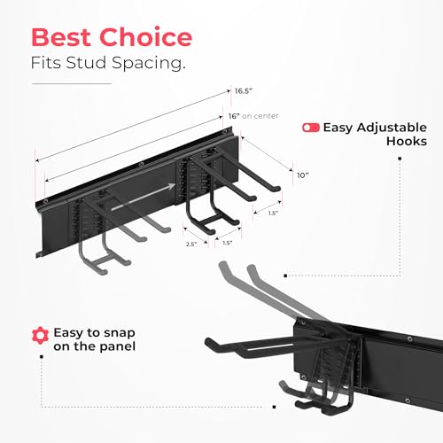 TIDYME Garage Wall Organizer, Shovel Holder Wall Mount, 64" Double Hooks - size: 64" (0 Shelves)
