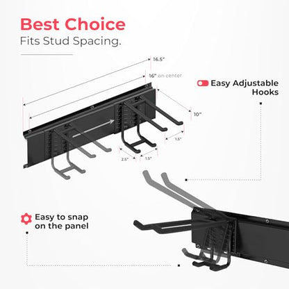 TIDYME Garage Wall Organizer, Shovel Holder Wall Mount, 64" Double Hooks - size: 64" (0 Shelves)