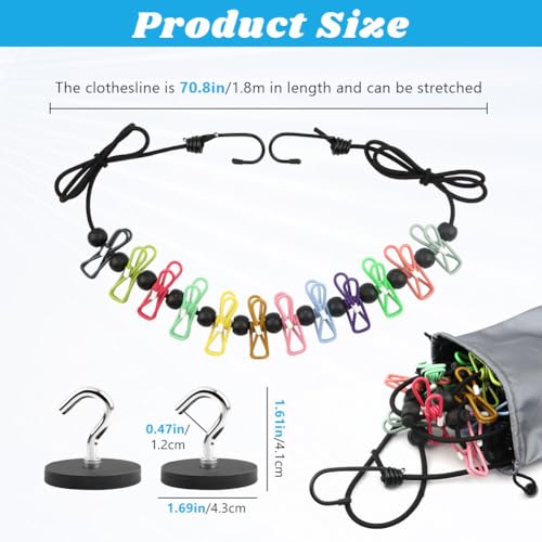 Magnetic Clothesline for Cruise Ship Cabin, Rubber Coated Non-Scratch Magnets, Approved 2026 Cruise Essentials Clothes Drying Rack Travel Clothesline for Outdoor (Color:Black)