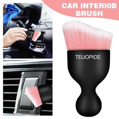 Car Detailing Brush for Interior Dusting and Air Vents,Pink White - color: Pink