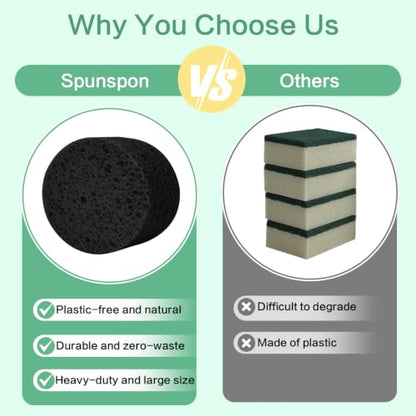 3-Pack Large Sponge, Kitchen Sponges, Handy Sponges, Cellulose Sponges, Dish Washing Sponge, Natural Sponge, Car Washing Sponge, Eco Friendly Sponge (Round, 4" X 4" X 2"), Black - color: B-black