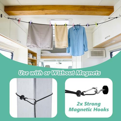 Retractable Clothes Line for Cruise, Magnetic Clothesline for Travel