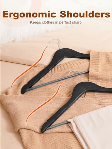 HOUSE DAY Black Wooden Hangers 20 Pack, Solid Wood Coat Hangers for Closet - color: Black, size: 20 Pack