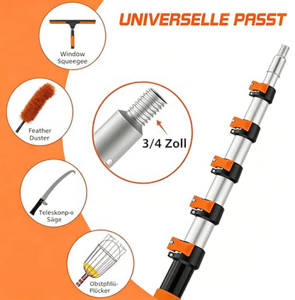 16FT Reach Car Wash Brush with Long Handle for RV, Truck Cleaning - size: 3-12FT
