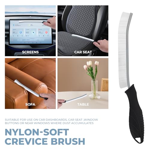 TQRR Cleaning Brush Set 3 Pcs with Soft Bristle and Hard Bristle Crevice - color: Black