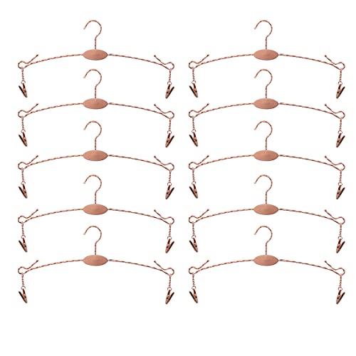 Metal Underwear Bra Rack, Durable Pants Clothes Hangers with Clips,for Lingerie Shop Display, 10pcs (Rose Gold-A2) - color: Rose Gold-a2