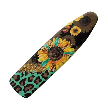 Leopard Ironing Board Cover with Padding Lightweight Ironing Board Pad Sunflower Protective Padded Iron Board Cover with Hook and Loop Fasteners Table Top Ironing Board Cover Home Decor - color: Leopard Sunflower