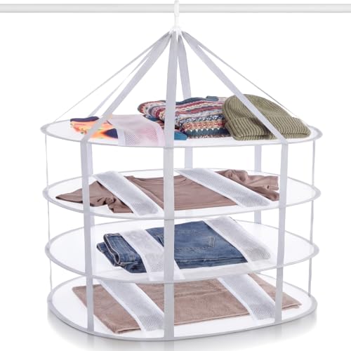 4-Tier Mesh Drying Rack Folding Hanging for Sweater Knitwear