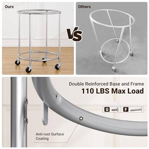 ELYKEN Laundry Basket with Wheels, Round Rolling Laundry Hamper, Gray - color: Gray, size: 170L
