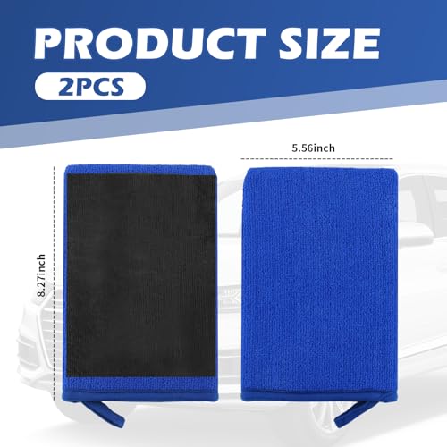 2PCS Car Clay Mitt Auto Detailing,Soft Clay Bar Mitt for Cleaning Car Surfaces,Anti-Scratch Cars Accessories Clays Mitts for Cars Detailings to Replace Traditional Clays Bar (Blue) - color: Blue/2pcs
