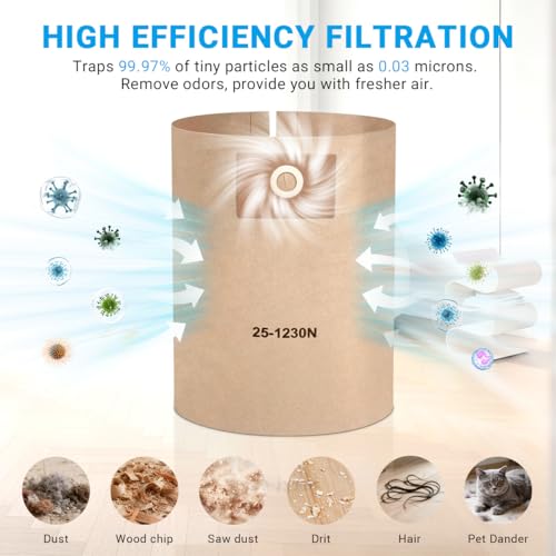 6 Pack 25-1230 Vacuum Bags Fit for Stanley 4-5 Gallon Vac: SL18129, SL18130 - size: 25-1230（6 Pack）