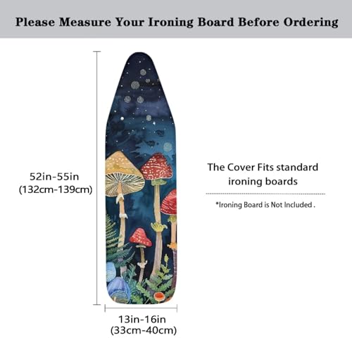 Mushroom Ironing Board Cover Padded with Hook and Loop, Blue Ironing Board Covers with Padding Scorch and Stain Resistant - color: Mushroom