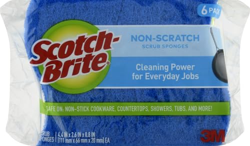 Scotch-Brite Zero Scratch Scrub Sponge, 6 Kitchen Sponges for Cleaning Around the Home, Bathroom & More, Scratch-Free Dish Scrubber, Multi-Surface Safe, Best for Nonstick Pots and Pans, (Pack of 2) - size: 6 Scrub Sponges (Pack of 2)