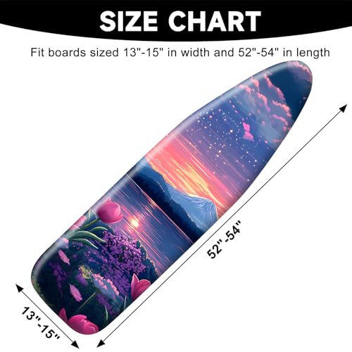 Ironing Board Cover 15"x54"，Standard Ironing Board Replacement Cover，Easy Fit - color: Pinkish Purple, size: 15"x54"