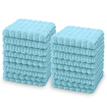 kimteny Microfiber Dish Cloths for Washing Dishes 18 Pack, Lake Blue - color: Lake Blue, size: 12 x 12 - 18 Pack
