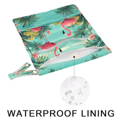 Pardick Wet Bag 2Pcs Wet Dry Bag Waterproof Travel Laundry Bags Summer Flamingo Swimsuit Bags Storage Cloth Diaper Bathing Suit 0rganizer for Beach, Yoga, Gym, Pool - color: Summer Flamingo