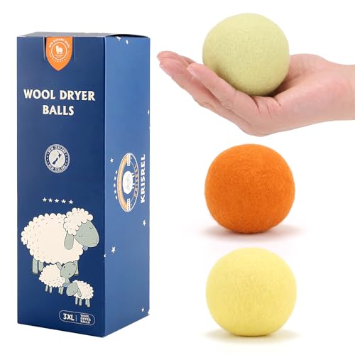 Wool Dryer Balls Handmade 3 Pack XL, Laundry Dryer Balls,100% New Zealand Wool Natural Fabric Softener,Reusable 1000 Loads,Wrinkles Free, Shorten Drying Time,Baby Safe (3 Pack XL,Winter Sunshine) - color: Winter Sunshine