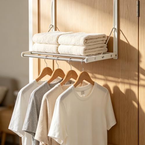 Over Door Clothes Drying Rack 13-23“ Adjustable Foldable Space Saving White - color: White Foldable