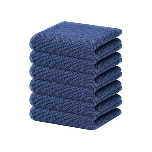 Homaxy 100% Cotton Waffle Weave Kitchen Dish Towels 6-Pack, Navy Blue - color: Navy Blue, size: 13 X 28 - 6 Pack