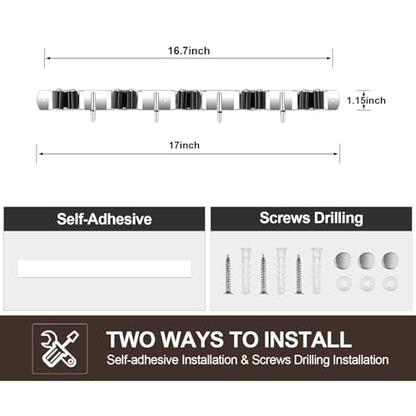 2 Pack Broom Holder Wall Mount, Stainless Steel Broom Hanger Wall Mount, Heavy Duty Mop and Broom Holder Tool Racks Utility Hooks for Laundry Room Garden Garage, Black (5 Racks and 4 Hooks) - color: Black, size: 2Pack 5R4H