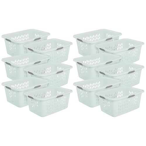 Sterilite Rectangular Laundry Basket, Plastic Clothes Hamper, 12-Pack - color: 2.0 Bushel - Mint, size: 12 Pack