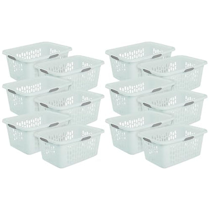 Sterilite Rectangular Laundry Basket, Plastic Clothes Hamper, 12-Pack - color: 2.0 Bushel - Mint, size: 12 Pack