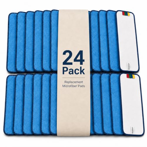24 Pack Replacement Microfiber Pad - Thick - Universal Commercial 17-18 Inch Mop Head- Heavy Duty - Wet & Dry Cleaning Refills Reusable Mop Refills Fit for Most Microfiber Flat System - size: 24 Pack - 18in Flat Mop Head (Rectangular)
