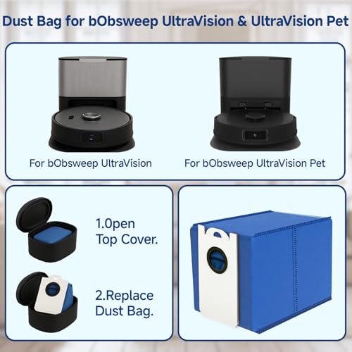 2-Pack Dust Vacuum Bags for Bobsweep Ultravision & Ultravision Pet Self-Emptying Robot Vacuum Cleaner Replacement Parts Accessories, 6L Large Capacity Disposable Dust Bags for Dustin - color: 2 Pack