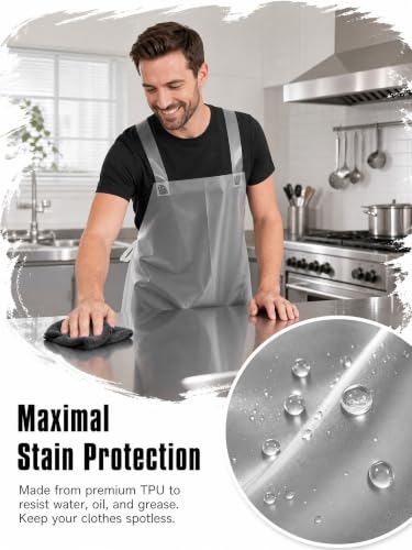 Molaxhome TPU Waterproof Apron Lightweight Oil-resistant Chef Apron - color: Transparent