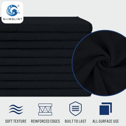 GLIMGLINT Microfiber Cleaning Cloth, 150 Pack Towels for Cars 14 X12 Inch - color: Black