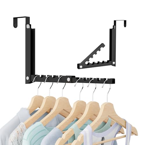 Foldable Over the Door Hooks, Over the Door Hanger for Space Saving - color: Black-1
