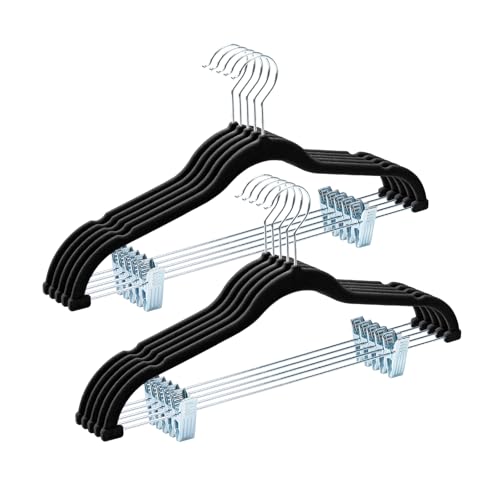 HOUSE DAY Velvet Pant Hangers with Adjudtable Clips 10 Pack, Black - color: Black, size: 10 Pack