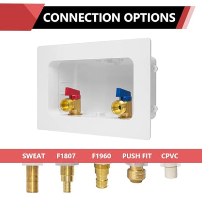 1 Piece EFIELD Washing Machine Box(Center Drain/Copper Arrestor),1/2"Push - style: With Water Hammer Arrestor