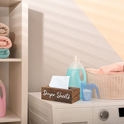 Blulu Dryer Sheet Holder for Laundry Room Wooden Dryer Sheet Container Sheets Dispenser Box Wooden Container Modern for Organizing Fabric Laundry Pods, 7.87 x 4.72 x 2.75 Inches(Dark Brown) - color: Dark Brown
