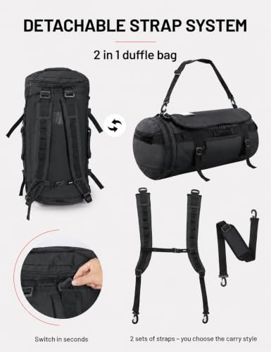 MIER Large Duffle Bag Backpack for Travel Camping Gym Sports, 45L/60L/90L - color: Black, size: 90L