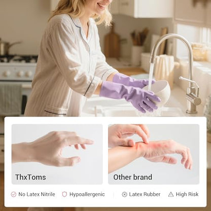 ThxToms Reusable Nitrile Dishwashing Gloves, Latex Free, 10 Mil, L - size: Large