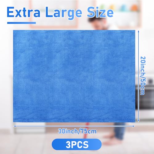 Newwiee 3 Pcs Extra Large Microfiber Cleaning Cloth - color: Blue