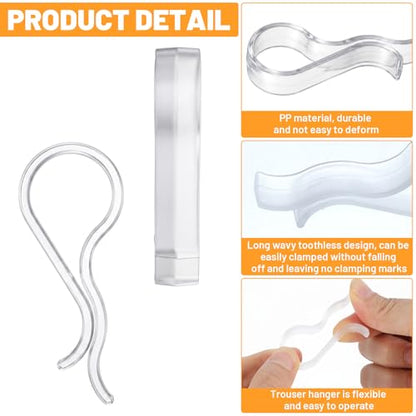 200 PCS Hanger Clips for Pants, S-Shaped Pant Strut Clips No Crease