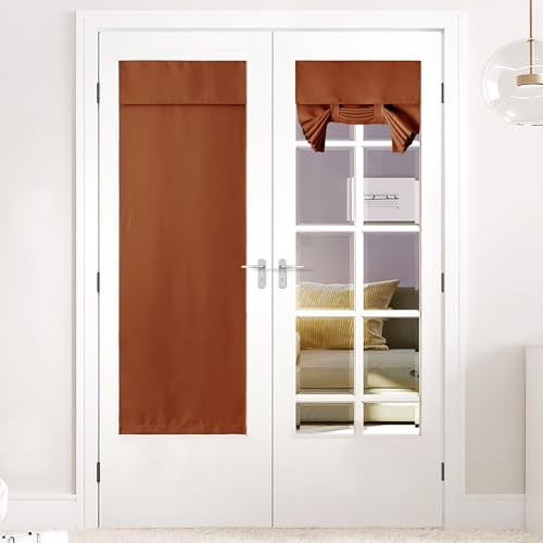 NICETOWN Burnt Orange Blackout French Door Curtain Window Cover - color: Burnt Orange, size: 26"W x 72"L (Pack of 1)