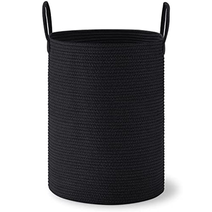 VIPOSCO 58L Tall Woven Laundry Basket Hamper, Black - color: Black, size: 58L