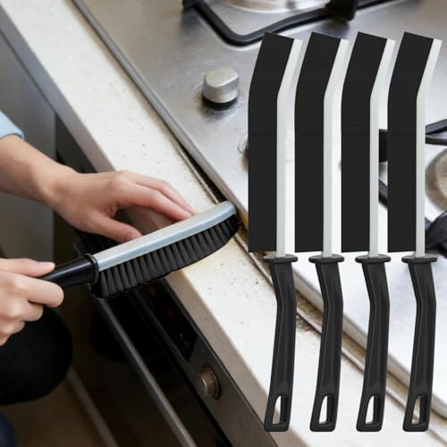 Brush Set, 4 Pack Crevice Cleaning for Door Window Track Gaps Bathroom Kitchen, Edge Corners Narrow Groove Detail Brush 23CM - color: 4pack Black, size: Black