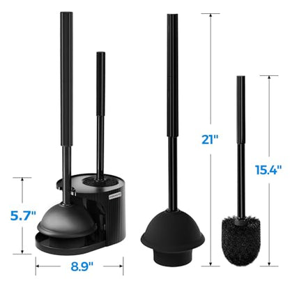FORASTO 2IN1 Toilet Brush and Plunger Set, 4Pack Long Handle Bathroom Combo - color: Black, size: 4PACK