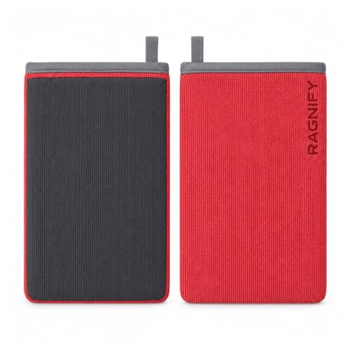 Ragnify Pack of 2 Clay Mitt Auto Detailing Medium Grade Clay Bar Alternative Mitt for Flawless Removal of Surface Bonded Micro Contaminant (Red) - color: Red