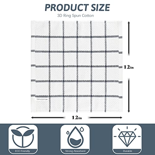 Nialnant 8 Pack Kitchen Towels, Dish Cloths for Washing Dishes - color: Grey, size: 12 x 12 in - 8PCS