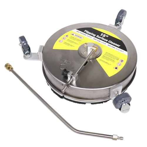 15” Stainless Steel Reversible Flipping Surface Cleaner W/Rotating Detachable Wheels