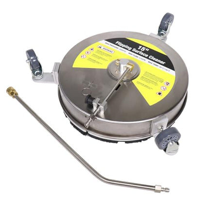 15” Stainless Steel Reversible Flipping Surface Cleaner W/Rotating Detachable Wheels